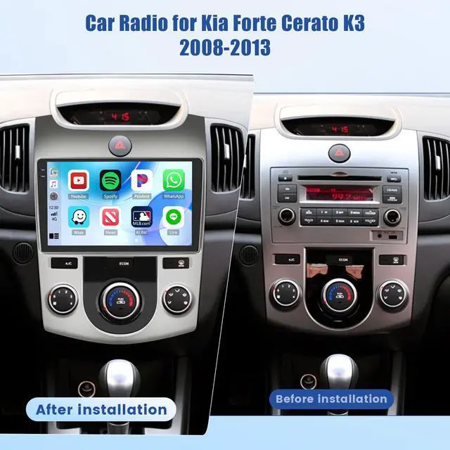 Alt view image 3 of 6 - Android Car Radio for Kia Forte Cerato K3 2008-2013 CarPlay Android Auto | 9 Inch HD Touchscreen with 4+128G storage, Cerato Stereo with 5Ghz WiFi GPS Bluetooth FM/RDS EQ SWC Backup Camera MIC