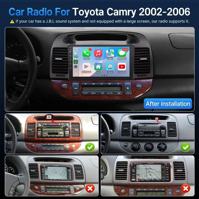 Alt view image 2 of 6 - 9" Car Radio for Toyota Camry 2002 2003 2004 2005 2006 (for JBL) | Upgraded Fast Boot Linux Stereo 9 Inch Touchscreen Head Unit with Wireless Carplay Android Auto Bluetooth +MIC+Camera-Black