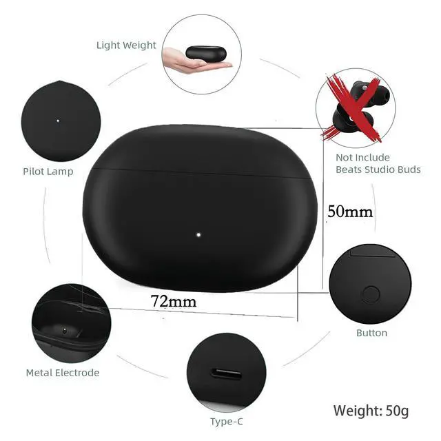 Alt view image 3 of 6 - Charging Case Replacement Compatible with Beats Studio Buds+, Charger with Bluetooth Pairing Sync Button & 660mAh Built-in Battery (Not Include Earphone)