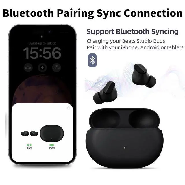 Alt view image 5 of 6 - Charging Case Replacement Compatible with Beats Studio Buds+, Charger with Bluetooth Pairing Sync Button & 660mAh Built-in Battery (Not Include Earphone)