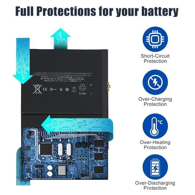 Alt view image 5 of 6 - A1484 Battery Replacement Kit for iPad Air 1 iPad 5th 6th 7th 8th 9th Generation (Model: A1474 A1475 A1476 A1822 A1823 A1893 A1954 A2197 A2198 A2200 A2270 A2428 A2429 A2430) Without Tools