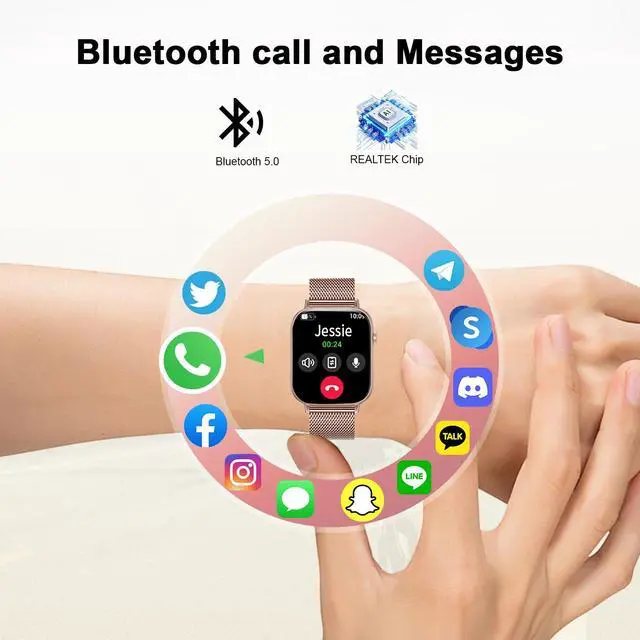 Alt view image 2 of 6 - Smart Watch for Women,1.83" HD Smartwatches (Answer/Make Call), IP68 Waterproof Activity Fitness Tracker, HR, Sleep Monitoring, Pedometer, Reloj Inteligente for Android iOS (Rose Gold)