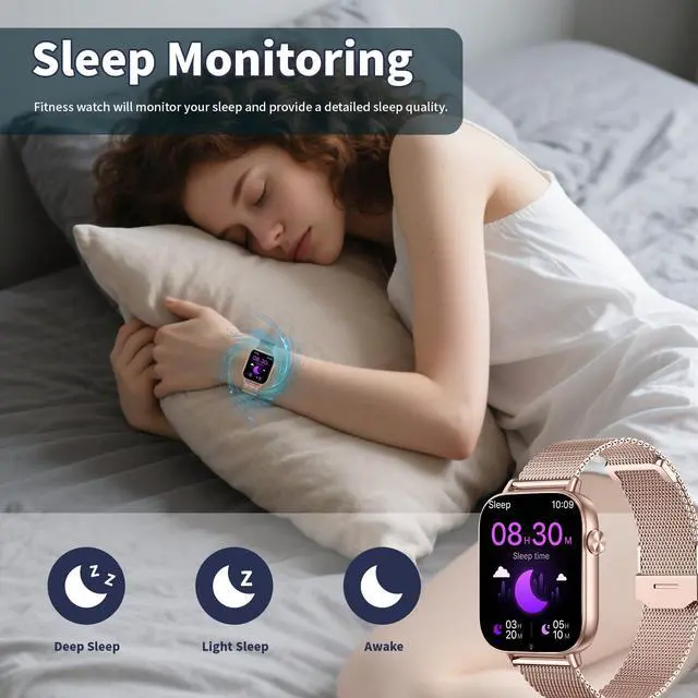 Alt view image 4 of 6 - Smart Watch for Women,1.83" HD Smartwatches (Answer/Make Call), IP68 Waterproof Activity Fitness Tracker, HR, Sleep Monitoring, Pedometer, Reloj Inteligente for Android iOS (Rose Gold)