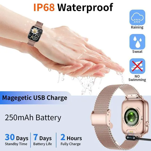 Alt view image 6 of 6 - Smart Watch for Women,1.83" HD Smartwatches (Answer/Make Call), IP68 Waterproof Activity Fitness Tracker, HR, Sleep Monitoring, Pedometer, Reloj Inteligente for Android iOS (Rose Gold)
