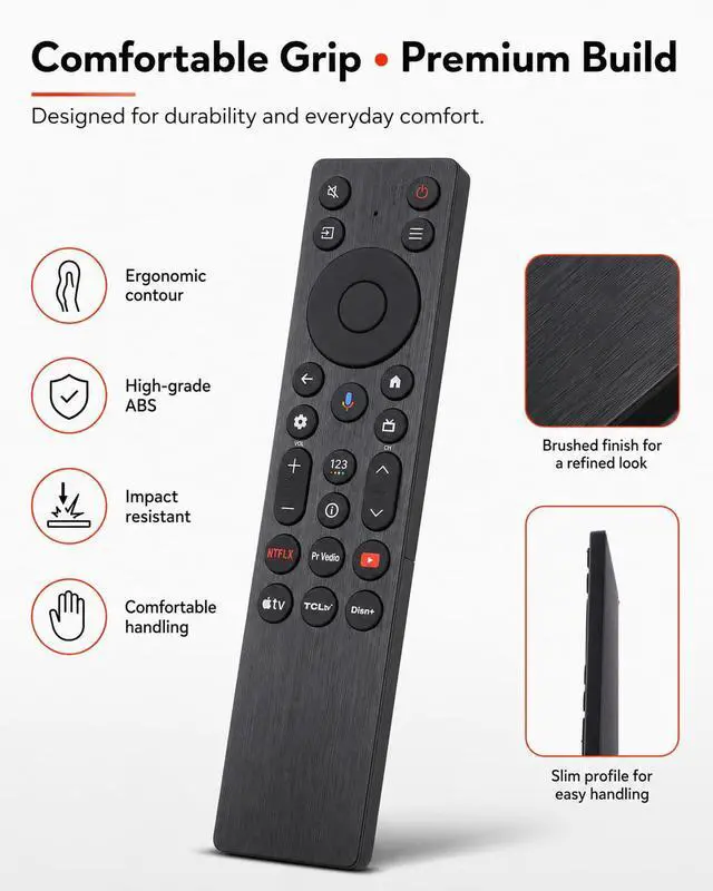 Alt view image 3 of 6 - Voice Remote for TCL Google TVs QM5K/QM6K/QM7K/Q77K | For G0401-000267 and RC923A FMB1; Fits 50-115 in QLED/Mini-LED Models with 6 App Keys