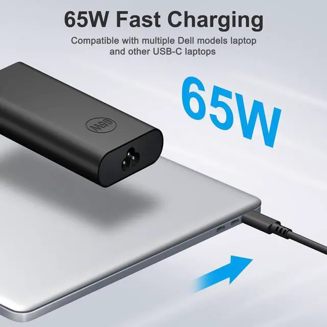 Alt view image 2 of 6 - Charger Compatible with Dell Laptop Computer 65W 45W USB C Fast Power Adapter