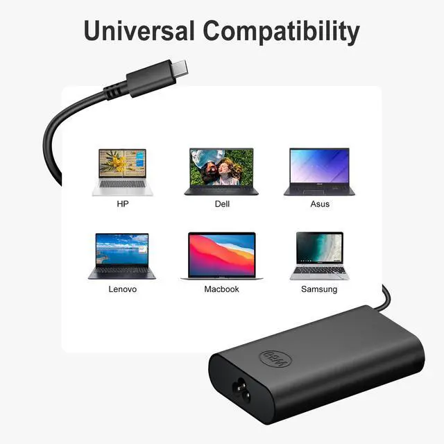 Alt view image 6 of 6 - Charger Compatible with Dell Laptop Computer 65W 45W USB C Fast Power Adapter