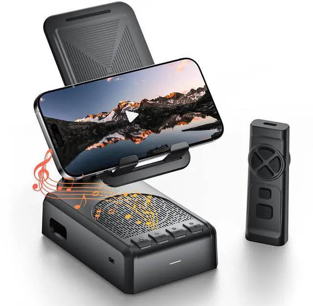 Main image of Birthday/ChristmasGifts for Men Women,Cell Phone Stand with Bluetooth Speaker and Remote Control(Video Control/Camera Control), Portable Bluetooth Speaker for Home and Outdoors, All Day Playtime