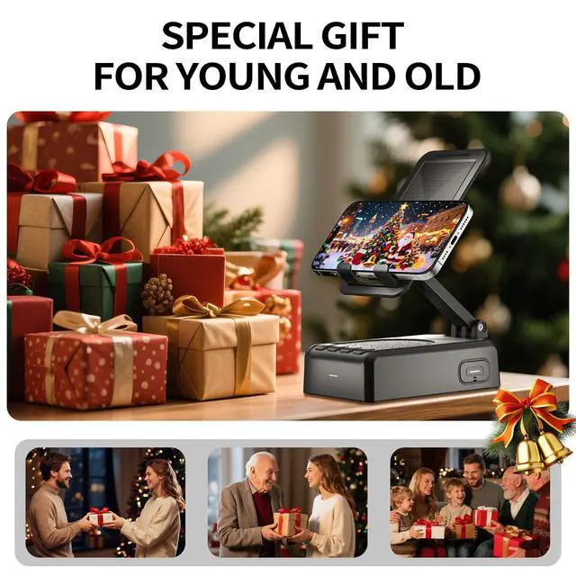Alt view image 2 of 6 - Birthday/ChristmasGifts for Men Women,Cell Phone Stand with Bluetooth Speaker and Remote Control(Video Control/Camera Control), Portable Bluetooth Speaker for Home and Outdoors, All Day Playtime