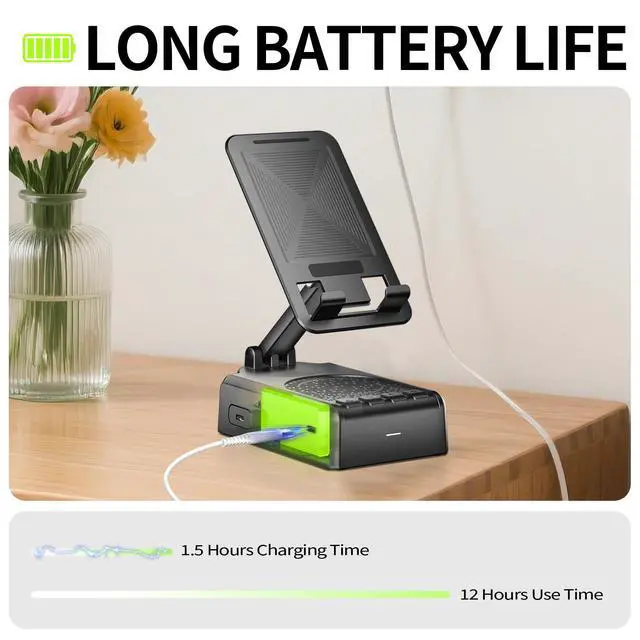 Alt view image 6 of 6 - Birthday/ChristmasGifts for Men Women,Cell Phone Stand with Bluetooth Speaker and Remote Control(Video Control/Camera Control), Portable Bluetooth Speaker for Home and Outdoors, All Day Playtime