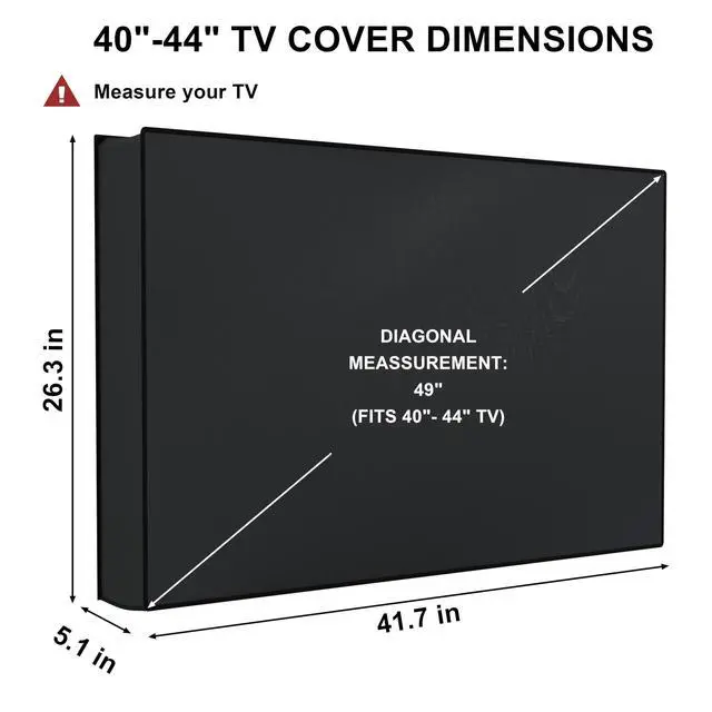 Alt view image 2 of 6 - Outdoor TV Cover 40-43 inch Weatherproof, Waterproof for Outside Flat Screen 40 to 43 inch TV, Black, 600D Thick Fabric Screen Protector with Bottom