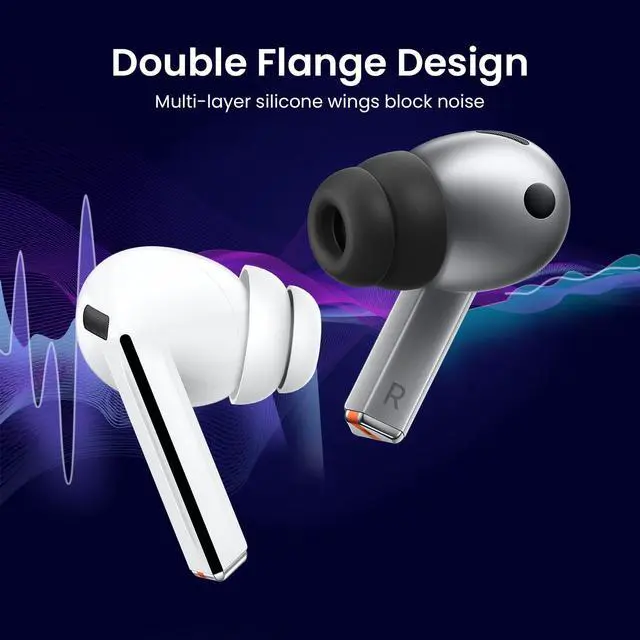 Alt view image 2 of 6 - 6 Pairs Ear Tips for Samsung Galaxy Buds4 Pro (2026) & Galaxy Buds3 Pro (2024), S/M/L 3 Sizes Double Flange Silicone Eartips Earbuds Earplug Replacement Fit in Case Black