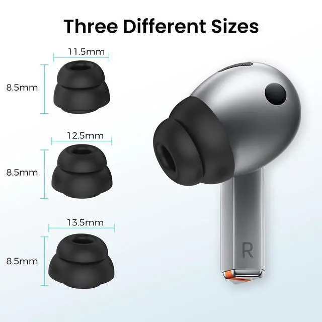 Alt view image 4 of 6 - 6 Pairs Ear Tips for Samsung Galaxy Buds4 Pro (2026) & Galaxy Buds3 Pro (2024), S/M/L 3 Sizes Double Flange Silicone Eartips Earbuds Earplug Replacement Fit in Case Black