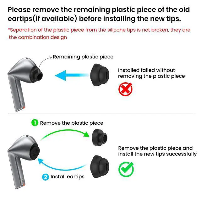 Alt view image 6 of 6 - 6 Pairs Ear Tips for Samsung Galaxy Buds4 Pro (2026) & Galaxy Buds3 Pro (2024), S/M/L 3 Sizes Double Flange Silicone Eartips Earbuds Earplug Replacement Fit in Case Black