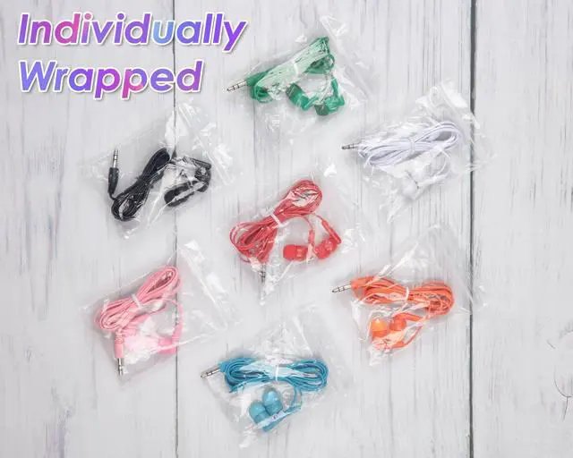 Alt view image 5 of 6 - 30 Packs Earbuds Bulk Headphones for Classrooms, Student Earphones Individually Wrapped for School in 7 Colors