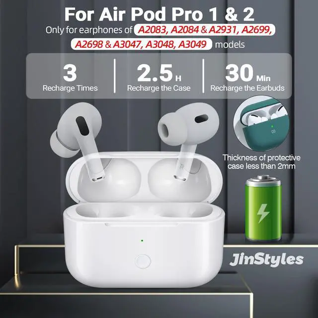 Alt view image 2 of 6 - Wireless Charging Case Compatible for AirPods Pro 2nd & 1st Generation - Replacement Charger Case with Bluetooth Pairing Sync Button