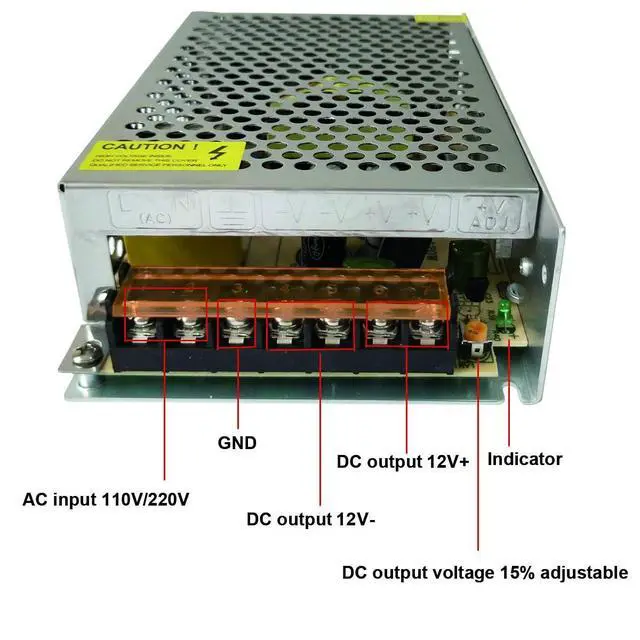 Alt view image 3 of 4 - AC 110V to DC 12V 10A 120W Universal Regulated Switching Power Supply Adapter Transformer Driver Converter for LED Strip Light, CCTV Security Camera System, Computer Project