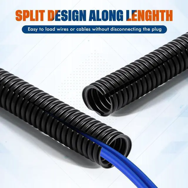 Alt view image 6 of 6 - 1/4, 3/8, 1/2 x 20ft Split Wire Loom Tubing with Installation Tool Wire Loom Assortment Split Cable Sleeves Bulk Flexible Electrical Conduit Protective Kit