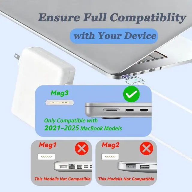 Alt view image 4 of 6 - 140W MacBook Pro Charger for MacBook Pro 16 14 inch MacBook Air 15 13 inch 2025 2024 2023 2022 2021 M1M4 Type-C Fast Laptop Charger Power Adapter 6.6FT Type C to Magnetic 3 Cable LED