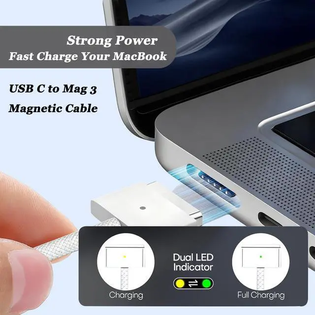 Alt view image 5 of 6 - 140W MacBook Pro Charger for MacBook Pro 16 14 inch MacBook Air 15 13 inch 2025 2024 2023 2022 2021 M1M4 Type-C Fast Laptop Charger Power Adapter 6.6FT Type C to Magnetic 3 Cable LED