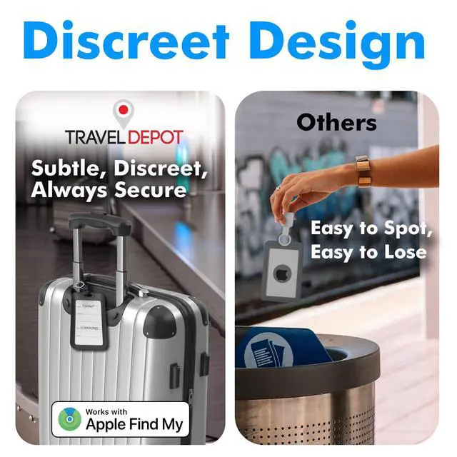 Alt view image 3 of 6 - Hidden Luggage Tracker for iPhone, Apple Find My Luggage Tag | Wireless Rechargeable Suitcase Tracker & Luggage Locator, Waterproof Travel Tag for Checked Bags and Backpacks