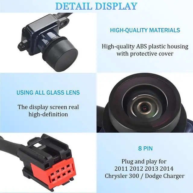Alt view image 5 of 6 - Backup Camera for 2011 2012 2013 2014 Chrysler 300 / Dodge Charger | 56054058AH 56054058AD 56054058AE 56054058AF 56054058AG 4672639AA 56054157AG Rear View Reverse Camera Replacement
