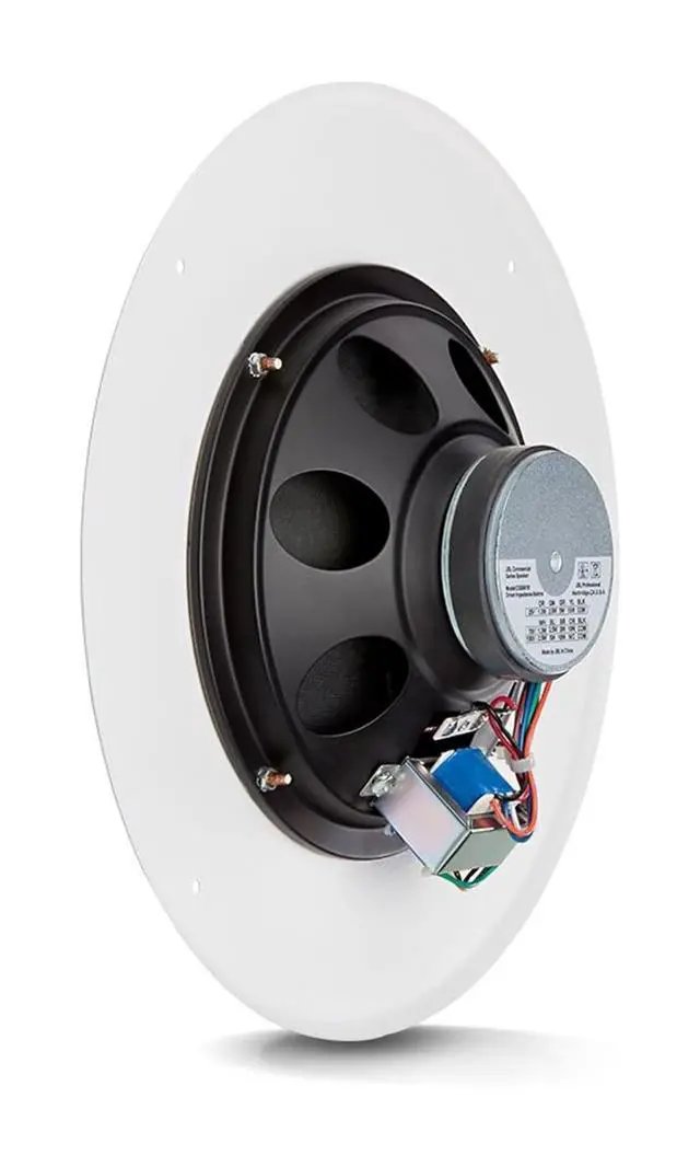 Alt view image 4 of 6 - Professional CSS8018 Commercial Series Round Ceiling Speaker, 8. 10-Watt Multi-Tap Transformer for 100V, 70V and 25V Distributed Lines. Single Speaker. White and Paintable