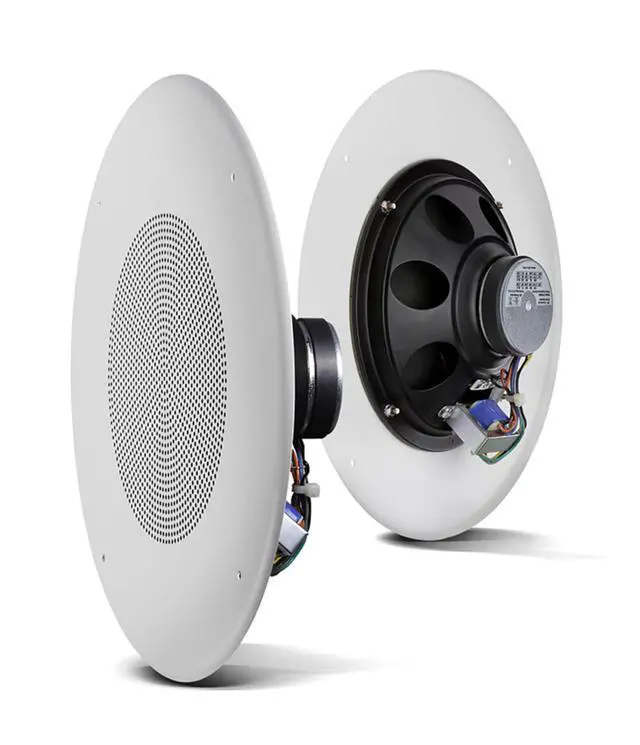 Alt view image 5 of 6 - Professional CSS8018 Commercial Series Round Ceiling Speaker, 8. 10-Watt Multi-Tap Transformer for 100V, 70V and 25V Distributed Lines. Single Speaker. White and Paintable