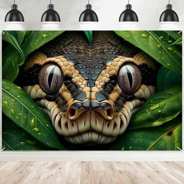 Main image of Reptile Snake Banner Cobra Sign Backdrop Decorations for Jungle Wilderness Reptile Theme Birthday Party Photography Background Room Decor Supplies Favors
