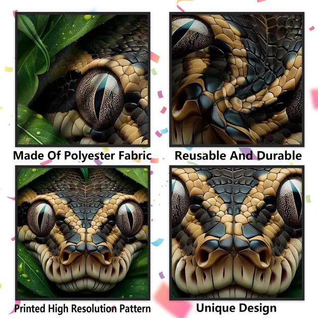 Alt view image 4 of 6 - Reptile Snake Banner Cobra Sign Backdrop Decorations for Jungle Wilderness Reptile Theme Birthday Party Photography Background Room Decor Supplies Favors