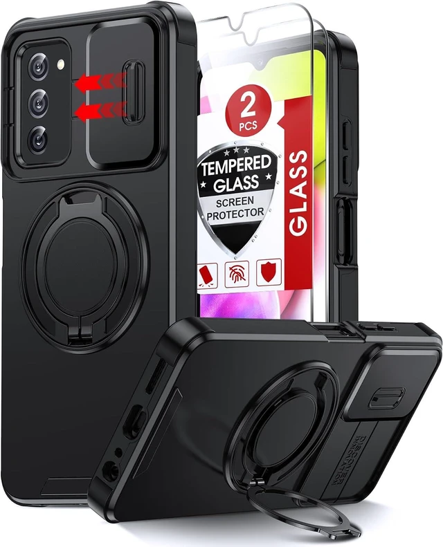 Main image of for Galaxy A03s Phone Case: Slide Camera Cover and Ring Stand Black