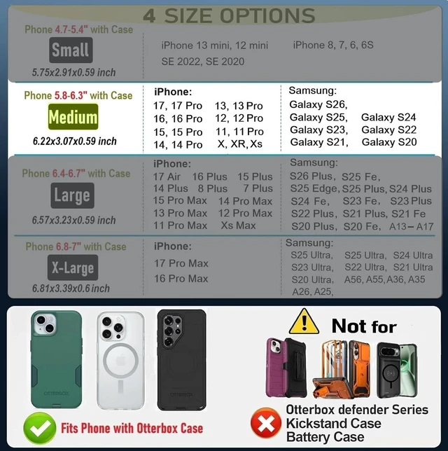 Alt view image 2 of 7 - Holster for iPhone 17 16 15 14 13 12 11 Xs X XR/Pro Models Cell Phone Belt Holder Case with Clip for Men Heavy Duty Nylon Pouch (Fits Phone with Cover on) Black