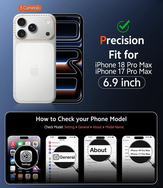 Alt view image 2 of 7 - Magnetic for iPhone 18 Pro Max Case/17 Pro Max Case Clear