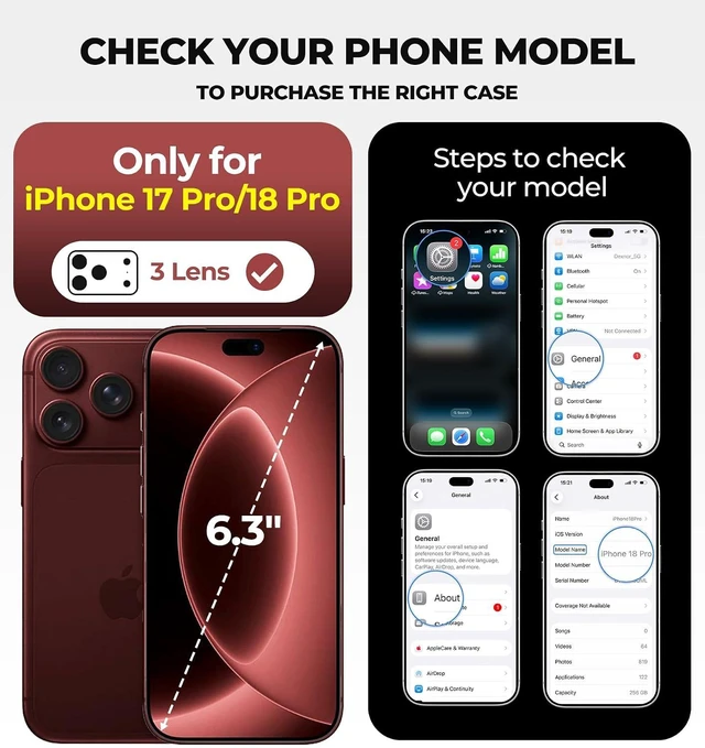 Alt view image 2 of 7 - for iPhone 18 Pro Case / 17 Pro Case with Camera Cover Black