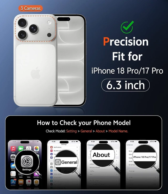 Alt view image 2 of 7 - for iPhone 18 Pro Case/17 Pro Case Clear with Screen Protector