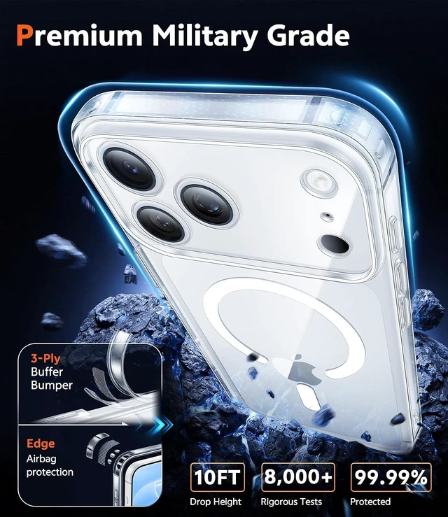 Alt view image 5 of 7 - for iPhone 18 Pro Case/17 Pro Case Clear with Screen Protector
