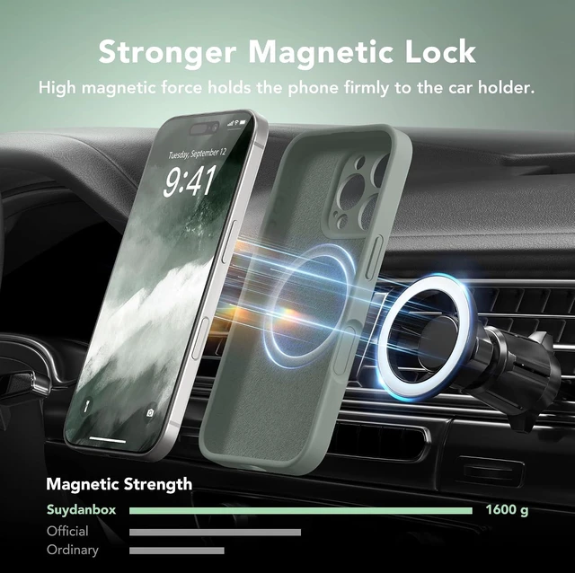 Alt view image 3 of 7 - Magnetic for iPhone 16 Pro Case Silicone Calke Green