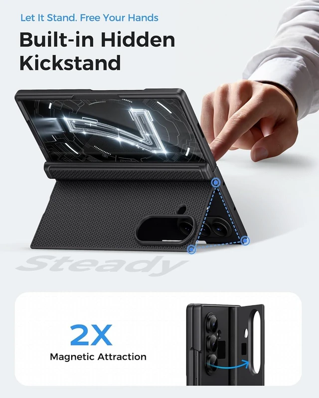 Alt view image 3 of 7 - for Galaxy Z Fold 7 Case with Stand Hinge Protection Black