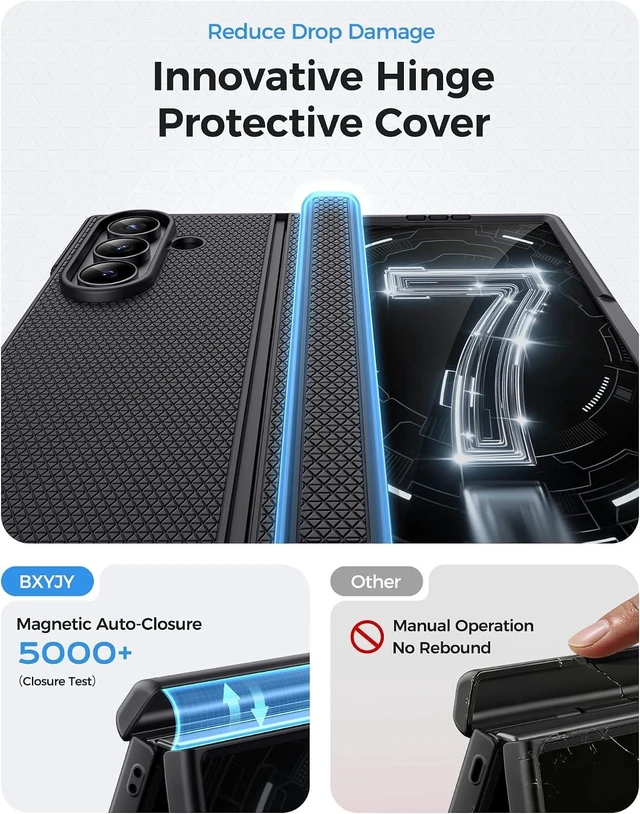 Alt view image 4 of 7 - for Galaxy Z Fold 7 Case with Stand Hinge Protection Black