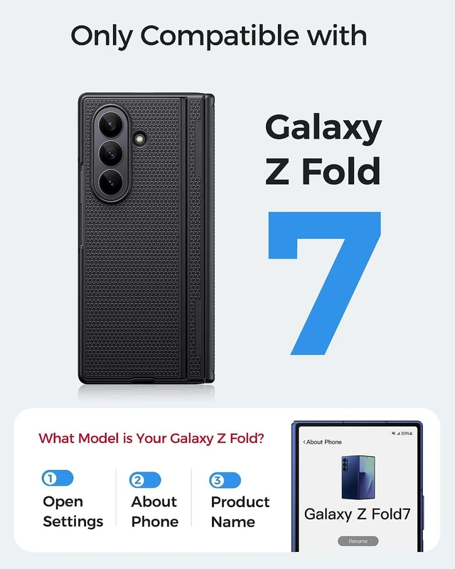 Alt view image 7 of 7 - for Galaxy Z Fold 7 Case with Stand Hinge Protection Black