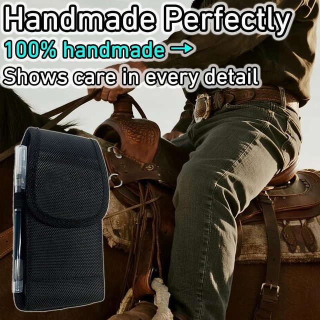 Alt view image 7 of 7 - Cell Phone Holster for iPhone 17/16/15/14/13/12 Pro Max & Plus Galaxy S24/S23/S22 +Plus&FE Phone Belt with Clip Rugged Nylon Carrying Pouch w Card Holder (Fits Cover on) Black (Large)