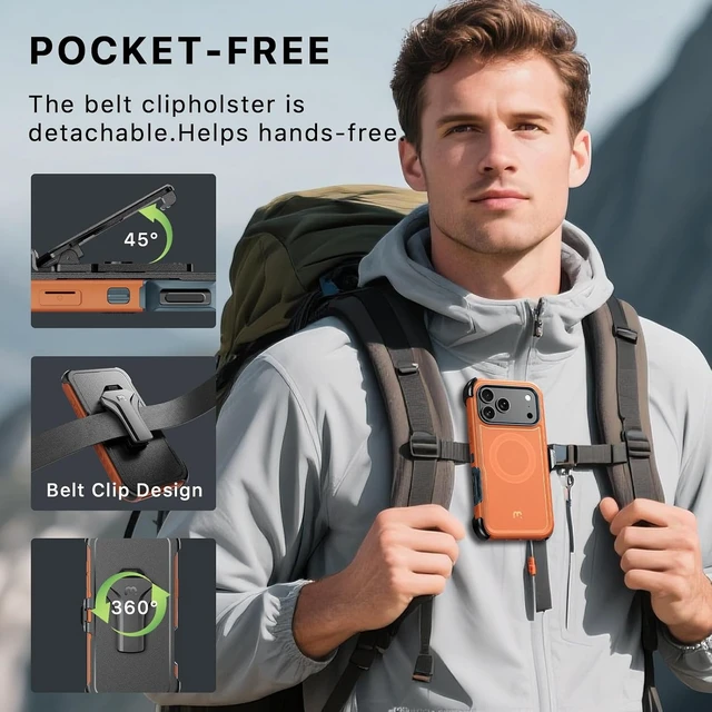 Alt view image 5 of 7 - for iPhone 18 Pro Case with Belt Clip Holster Magnetic Case