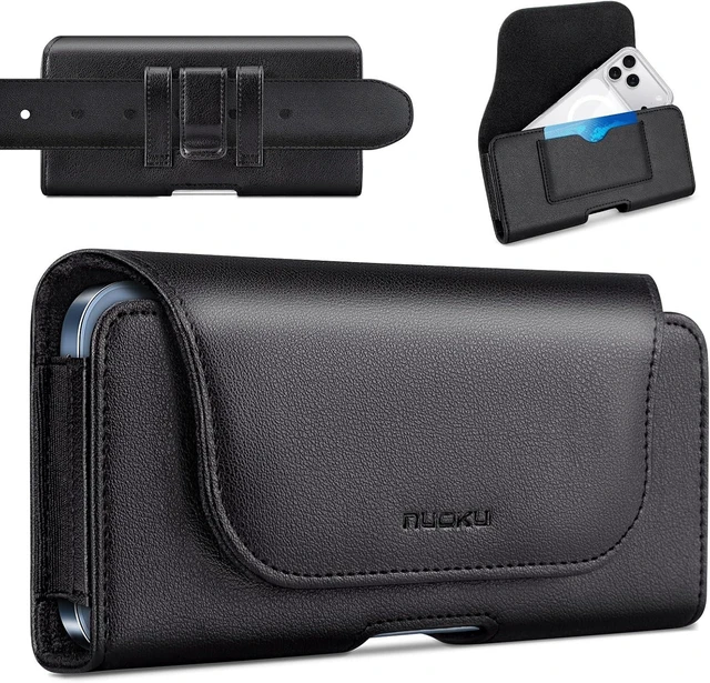 Main image of Cell Phone Holster for iPhone 17/16/15/14/13/12/11 Pro Max Series with Card Solt Belt Clip Phone Case for Galaxy Series (Black)