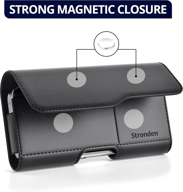 Alt view image 3 of 7 - Magnetic Closure Holster for Galaxy S26 S25 S24 S23 S22 S21 S20 S10 S9 A10e A01 -Leather Belt Case Pouch with Belt Clip & Loop (Fits Slim/Regular Case on)