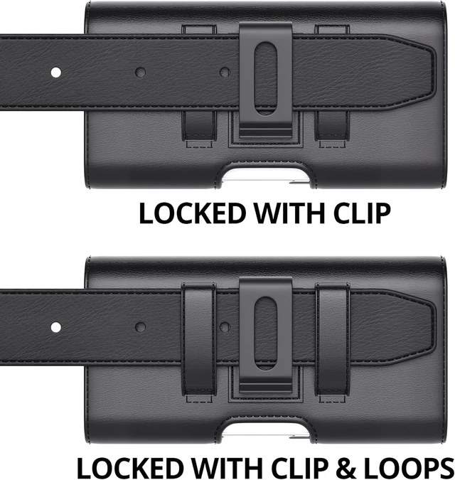 Alt view image 7 of 7 - Magnetic Closure Holster for Galaxy S26 S25 S24 S23 S22 S21 S20 S10 S9 A10e A01 -Leather Belt Case Pouch with Belt Clip & Loop (Fits Slim/Regular Case on)