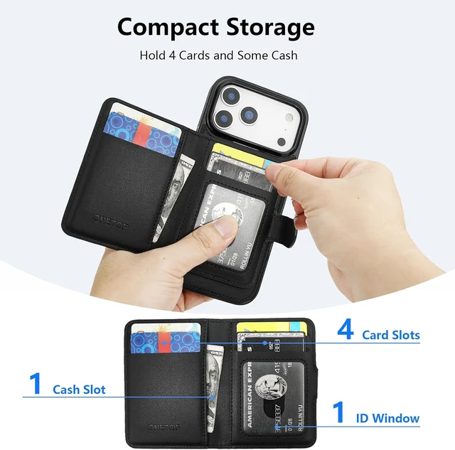 Alt view image 2 of 7 - for iPhone 18/17 Pro Max Detachable Magnetic Slim Wallet Case Black