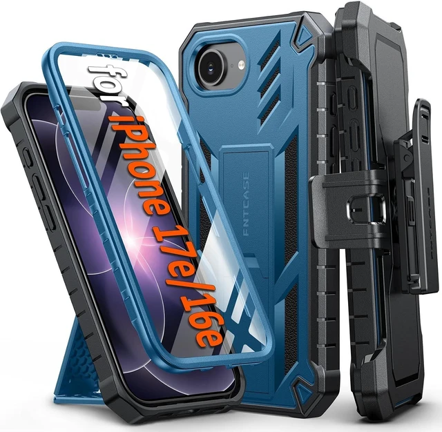 Main image of for iPhone 17e/16e Case with Belt Clip Built-in Screen Protector