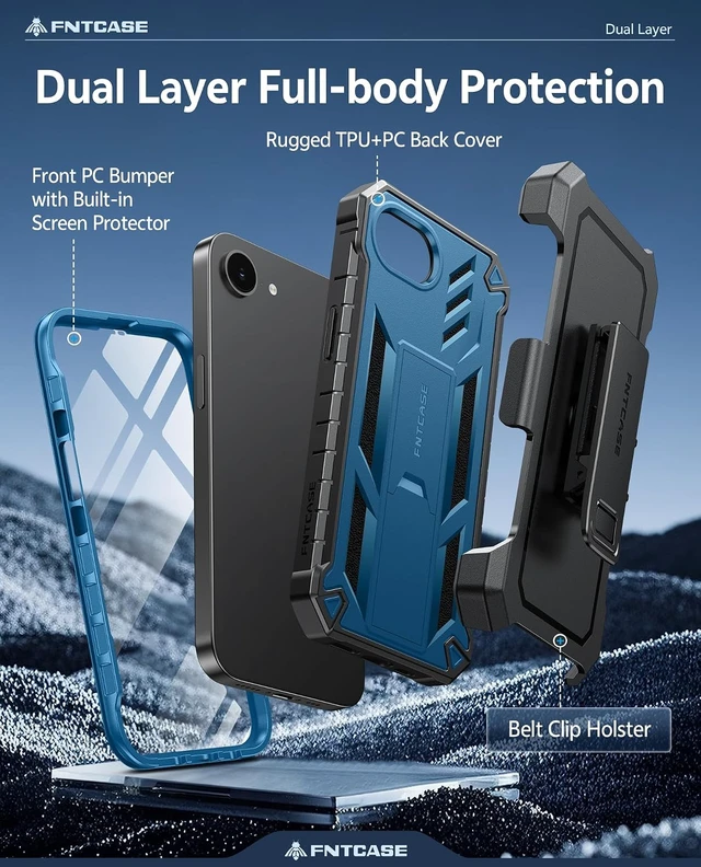 Alt view image 3 of 7 - for iPhone 17e/16e Case with Belt Clip Built-in Screen Protector