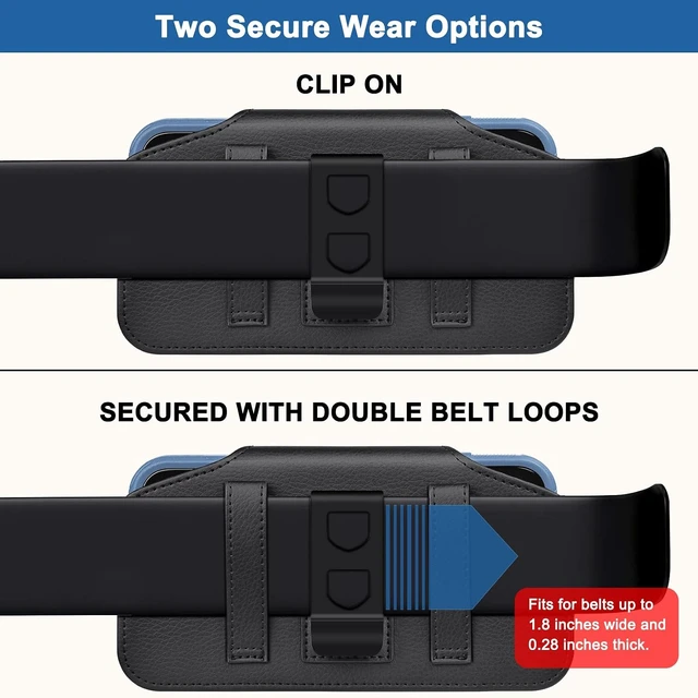 Alt view image 4 of 7 - Belt Clip Holster for iPhone 11-17 & Pro Leather Case Black