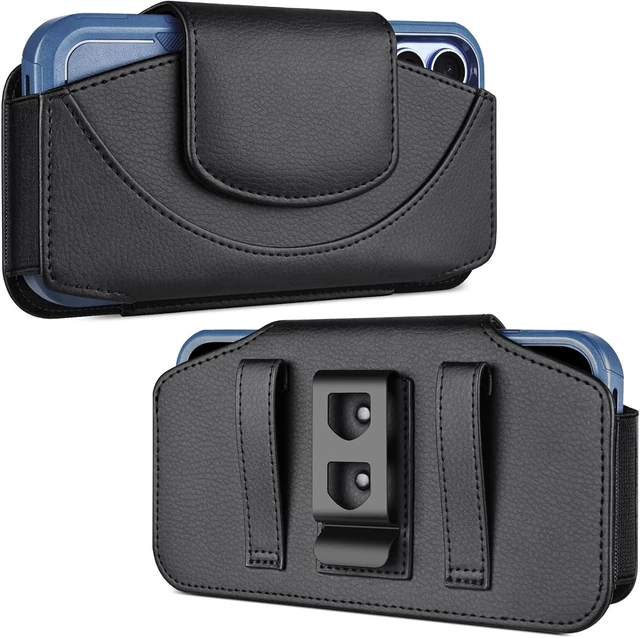 Main image of Belt Clip Holster for iPhone 11-17 & Pro Leather Case Black